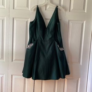 Hunter Green short formal homecoming dress